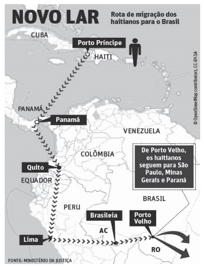 Texto II - Mapa e reportagem sobre imigração haitiana
